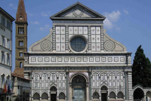 圣玛丽亚中篇小说教堂，正面由利昂·巴蒂斯塔·阿尔贝蒂创作，1456-70年，意大利佛罗伦萨。