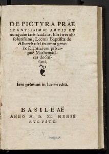 来自Leon Battista Alberti，De Pictura（绘画）的标题页，在1540年出版，图书馆，美国华盛顿特区的国家艺术画廊。