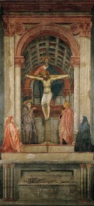 马萨丘，圣三位一体，约1426-1428年，壁画，圣玛丽亚大教堂，意大利佛罗伦萨。