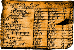 Plimpton 322平板电脑是巴比伦粘土片剂，写在楔形文字，从古代，从1,800英镑（现在在哥伦比亚大学举行）。该平板电脑包含四列数量，写入基座60（在我们小时，分钟和秒中存活的系统）