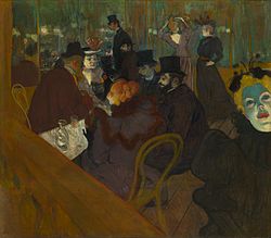 Photo of the painting At The Moulin Rouge, by Toulouse Lautrec.