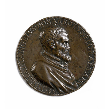 Médaille de Michelangelo Buonarroti par Leone Leoni, 1560。