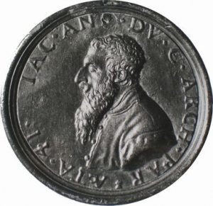 雅克一世安德鲁埃杜塞索在一枚金属硬币上