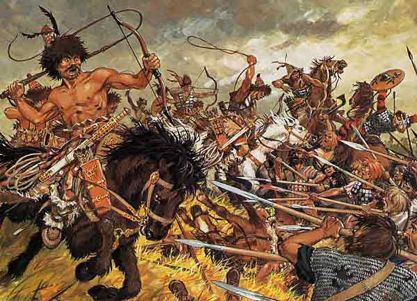 在战争时期，野蛮人和罗马人的军队都对他们遇到的村庄和城市进行野蛮的攻击。