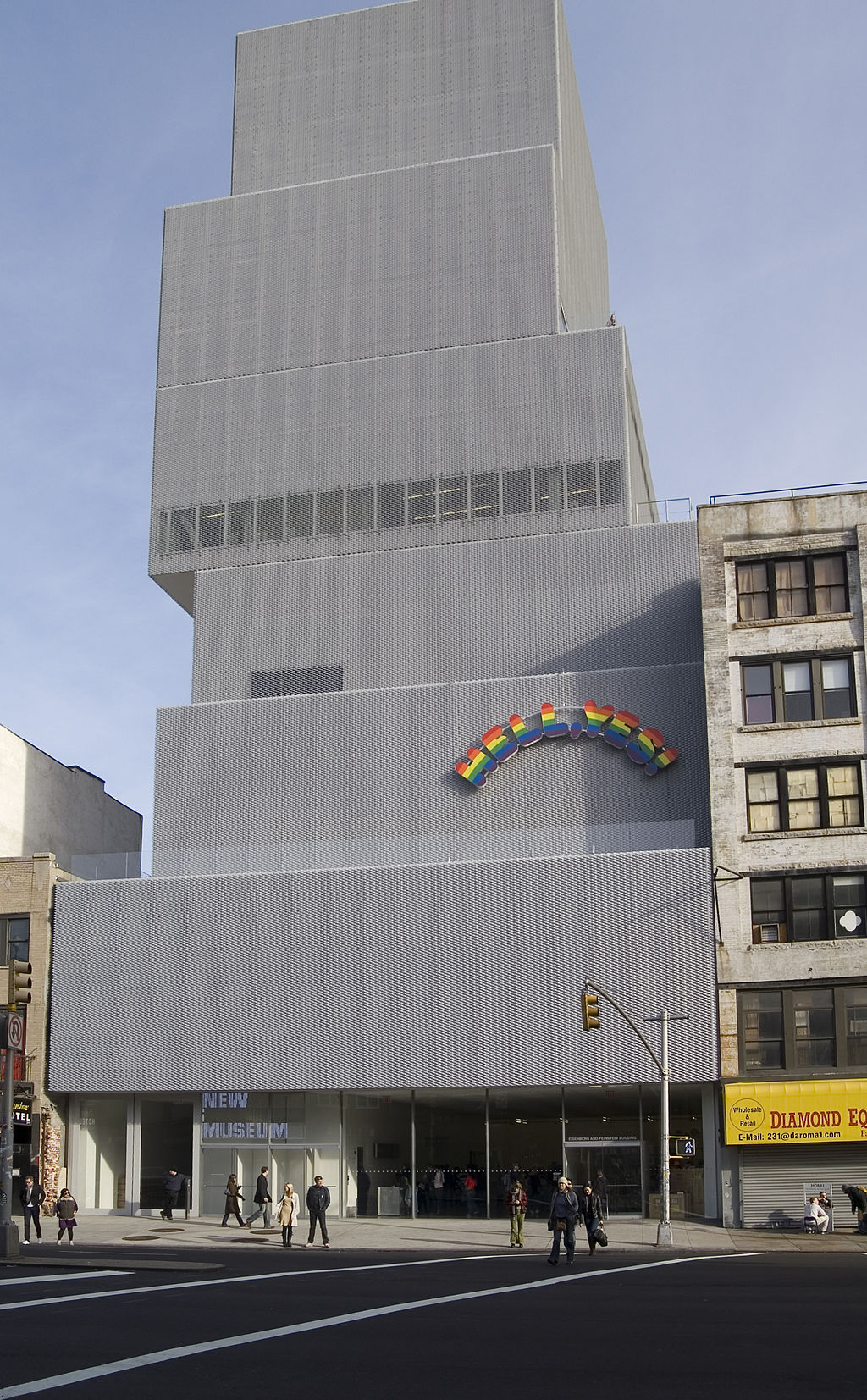 The New Museum of Contemporary Art in New York City, designed by the Japanese architecture firm SANAA (Sejima and Nishizawa and Associates), 1977.