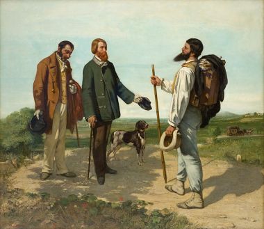 古斯塔夫·库尔贝(Gustave Courbet)，《你好，库尔贝先生》(Bonjour Monsieur Courbet, 1854)。