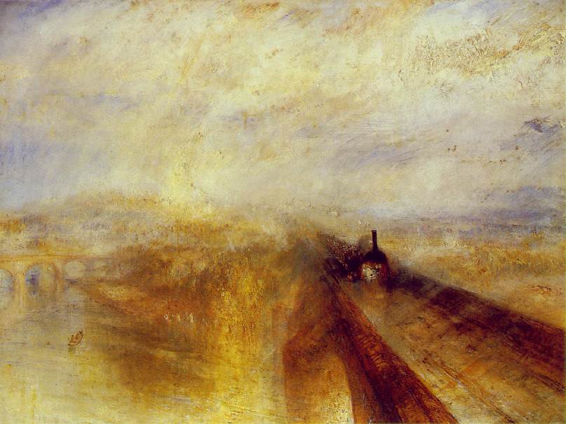 J. W. M.特纳，《雨、蒸汽和速度——西部大铁路》，(1844)。