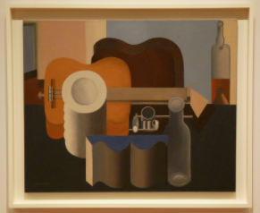 勒·柯布西耶(查尔斯-Édouard让纳雷)，1920年，自然morte(静物)-现代艺术博物馆，纽约:一幅抽象绘画，看起来很像一幅吉他，和一幅精致的作品。