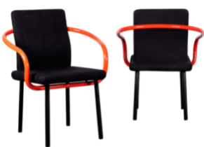 Pair of Ettore Sottsass Mandarin Chairs for Knoll in Red & Black.