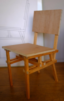 First prototype of a possible chair. It's inspired by Enzo Mari's ideas of being able to make domestic necessities, using stock timber, simple hand tools and everyday skills.