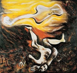 'Musica Ebbra', pintura de Enzo Cucchi, 1982. Neo-expressionismo.