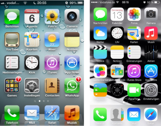 Diferencia de design entre iOS 6 e iOS 7