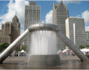 底特律菲利普·a·哈特市政中心广场的喷泉