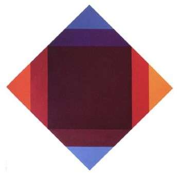 Distillation to caput mortuum , 1972-1973, M. Bill: A diamond with different colors overlayed.