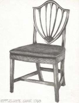 1763年的heplewhite椅子草图。