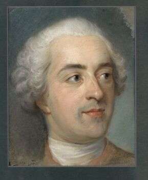 路易十五(1710-1774)戴着白色卷曲假发的肖像。