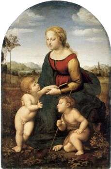 La Belle Jardinière, also known as the Madonna and Child with Saint John the Baptist, by Raphael.